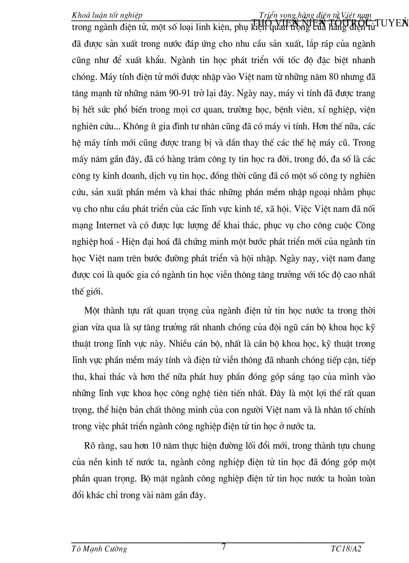 image for page Thực trạng và triển vọng phát triển hàng điện tử Việt nam và một số giải pháp chủ yếu nhằm phát triển hàng điện tử Việt nam