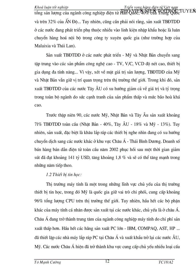image for page Thực trạng và triển vọng phát triển hàng điện tử Việt nam và một số giải pháp chủ yếu nhằm phát triển hàng điện tử Việt nam