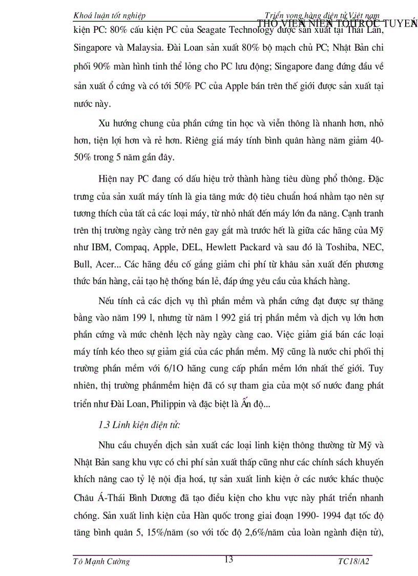 image for page Thực trạng và triển vọng phát triển hàng điện tử Việt nam và một số giải pháp chủ yếu nhằm phát triển hàng điện tử Việt nam