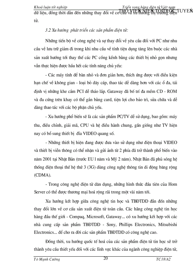 image for page Thực trạng và triển vọng phát triển hàng điện tử Việt nam và một số giải pháp chủ yếu nhằm phát triển hàng điện tử Việt nam