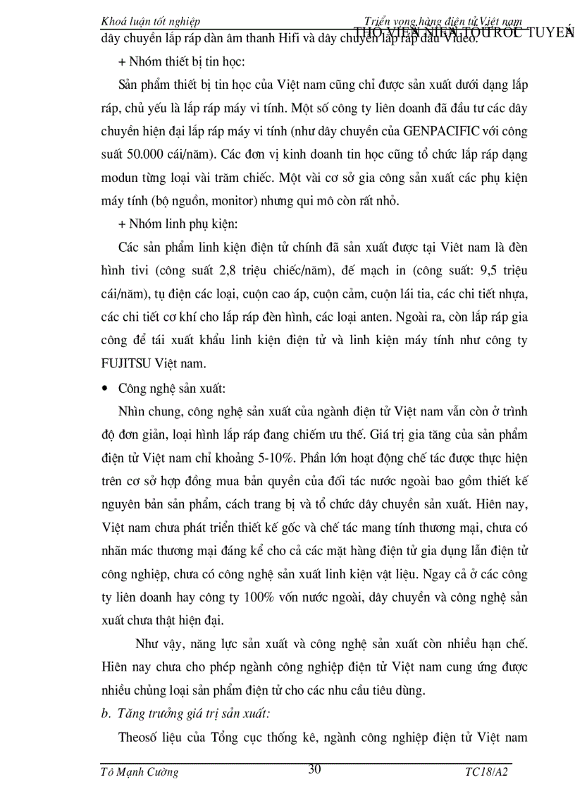 image for page Thực trạng và triển vọng phát triển hàng điện tử Việt nam và một số giải pháp chủ yếu nhằm phát triển hàng điện tử Việt nam