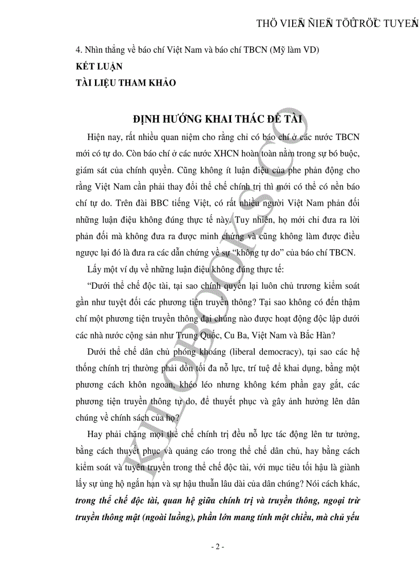 image for page Sự can thiệp của nhà nước tư bản chủ nghĩa đối với báo chí và liên hệ vào Việt Nam