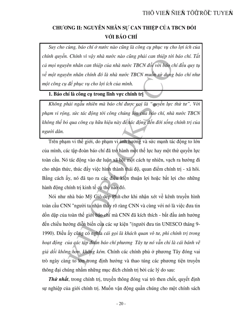 image for page Sự can thiệp của nhà nước tư bản chủ nghĩa đối với báo chí và liên hệ vào Việt Nam