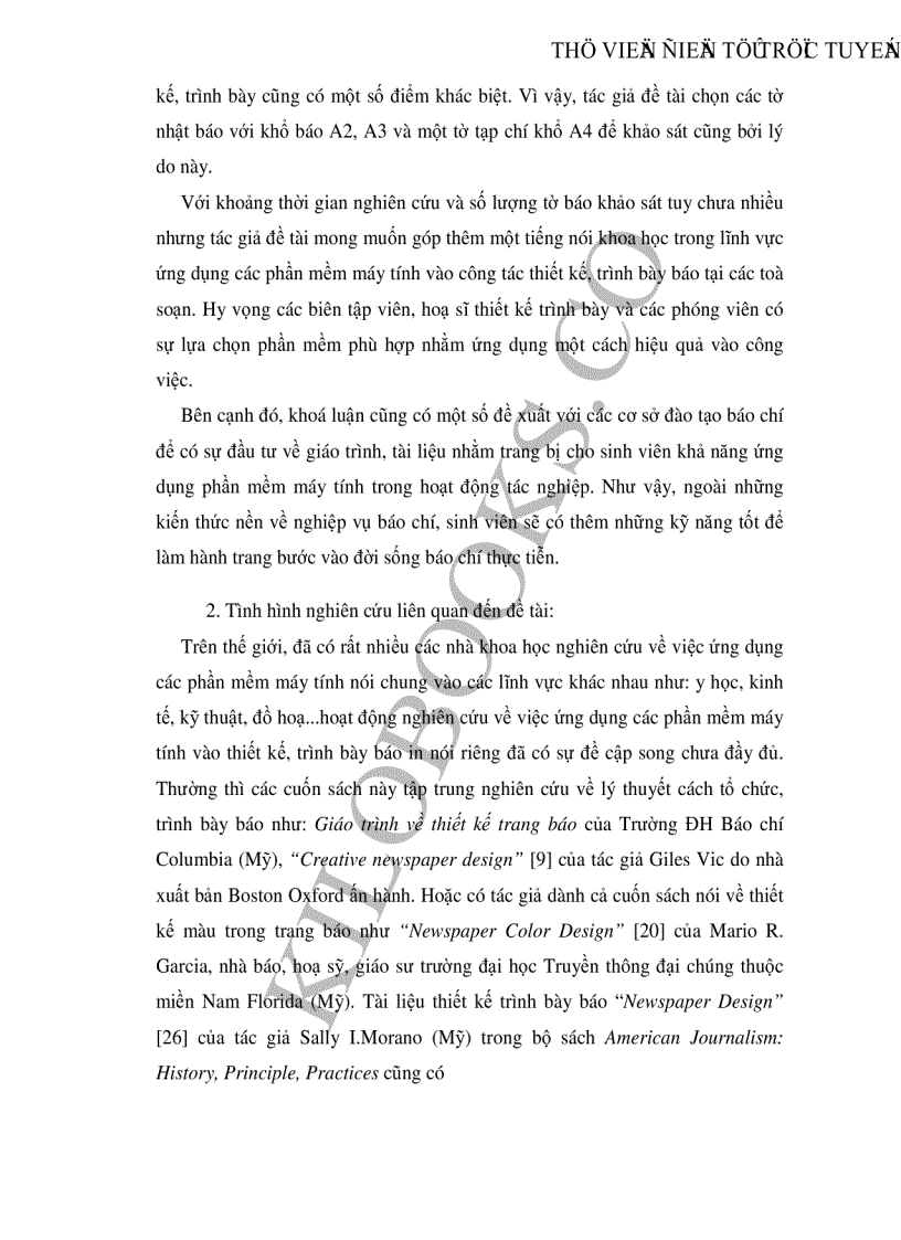 Khả năng ứng dụng các phần mềm máy tính trong thiết kế trình bày báo in ở nước ta hiện nay