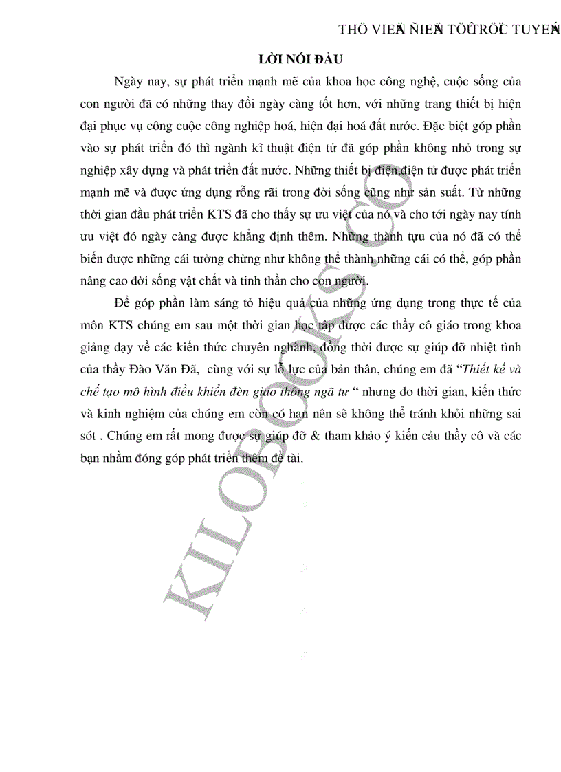 image for page Thiết kế và chế tạo mô hình điều khiển đèn giao thông ngã tư