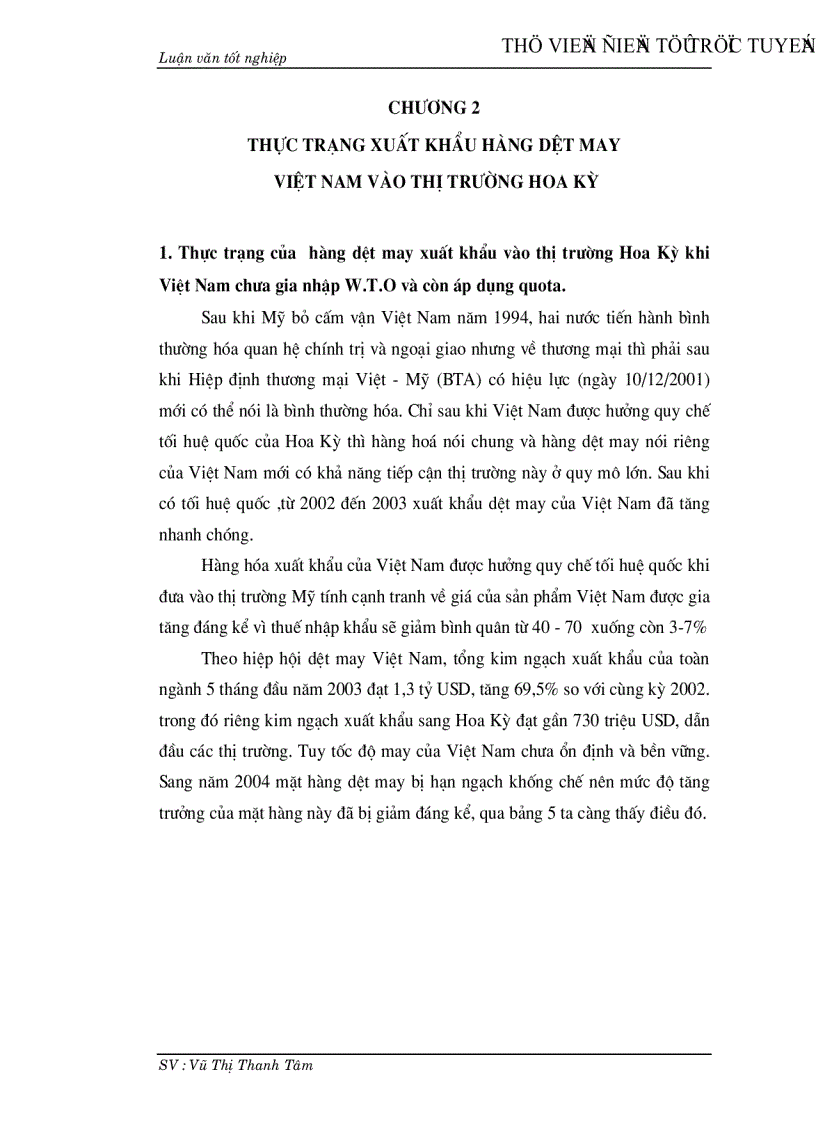 image for page Thúc đẩy xuất khẩu hàng dệt may vào thị trường Hoa Kỳ khi Việt Nam chưa gia nhập W T O và còn áp dụng hạn ngạch quota
