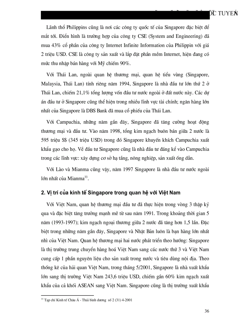 image for page Thực trạng triển vọng và các giải pháp thúc đẩy quan hệ kinh tế thương mại Việt Nam Singapore