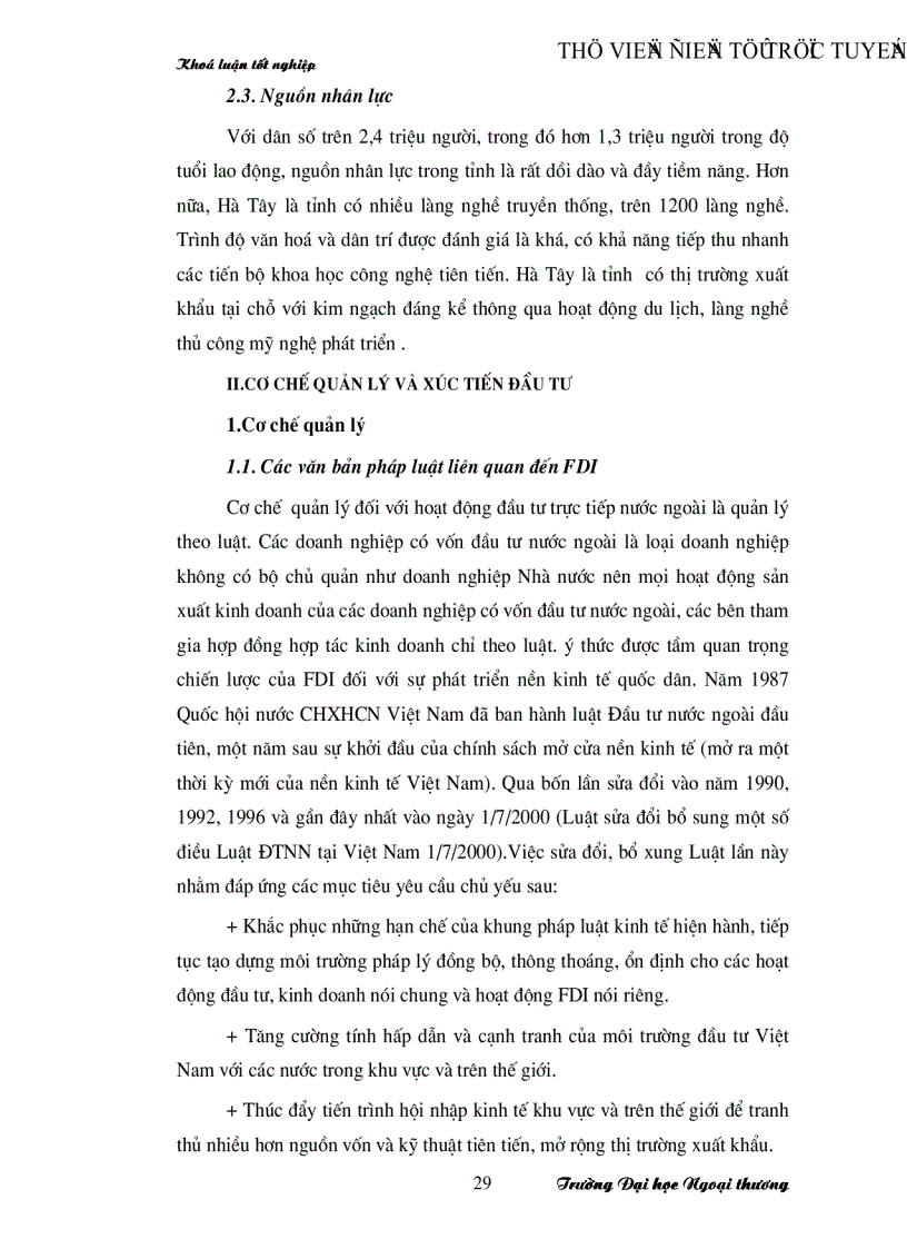 image for page Đề xuất một số giải pháp nhằm tăng cường thu hút FDI vào Hà Tây trong những năm tới