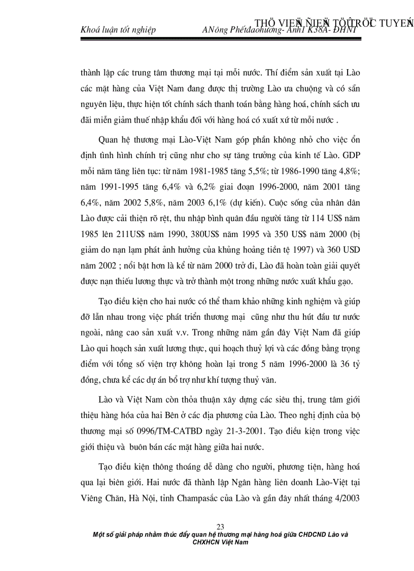 image for page Một số giải pháp nhằm thúc đẩy quan hệ thương mại hàng hoá giữa CHDCND Lào và CHXHCN Việt Nam