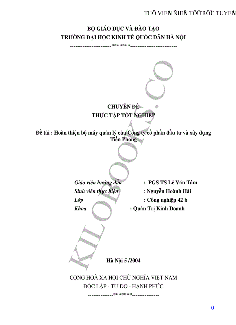 image for page Hoàn thiện bộ máy quản lý của Công ty cổ phần đầu tư và xây dựng Tiền Phong