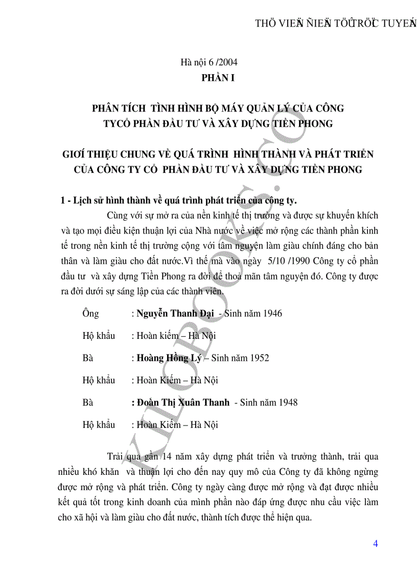 image for page Hoàn thiện bộ máy quản lý của Công ty cổ phần đầu tư và xây dựng Tiền Phong