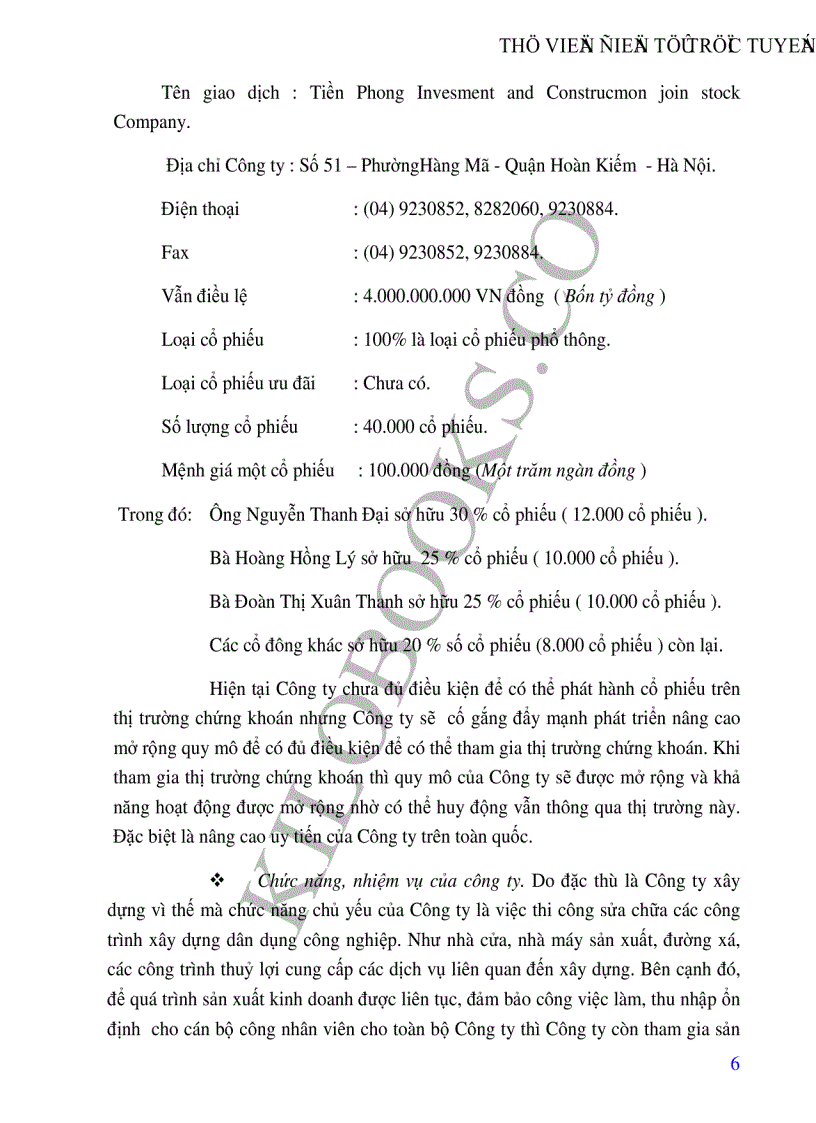 image for page Hoàn thiện bộ máy quản lý của Công ty cổ phần đầu tư và xây dựng Tiền Phong