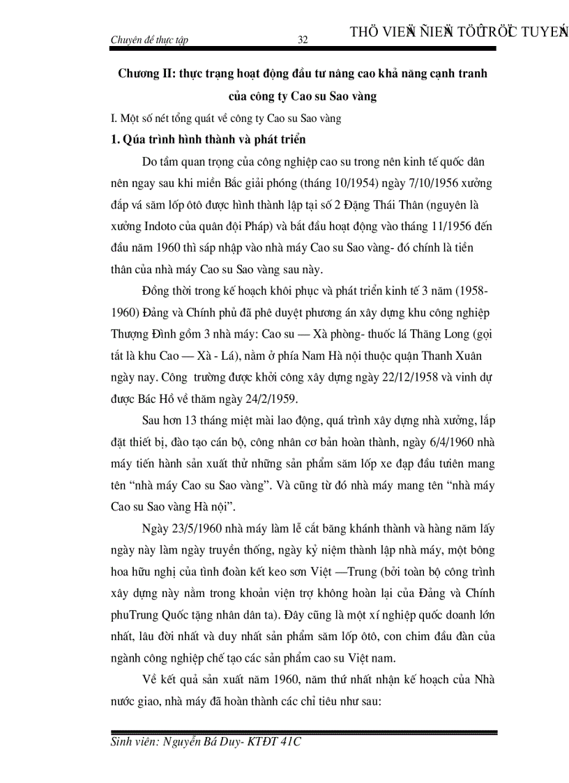 image for page Thực trạng và giải pháp họat động đầu tư nâng cao khả năng cạnh tranh của công ty Cao su Sao Vàng