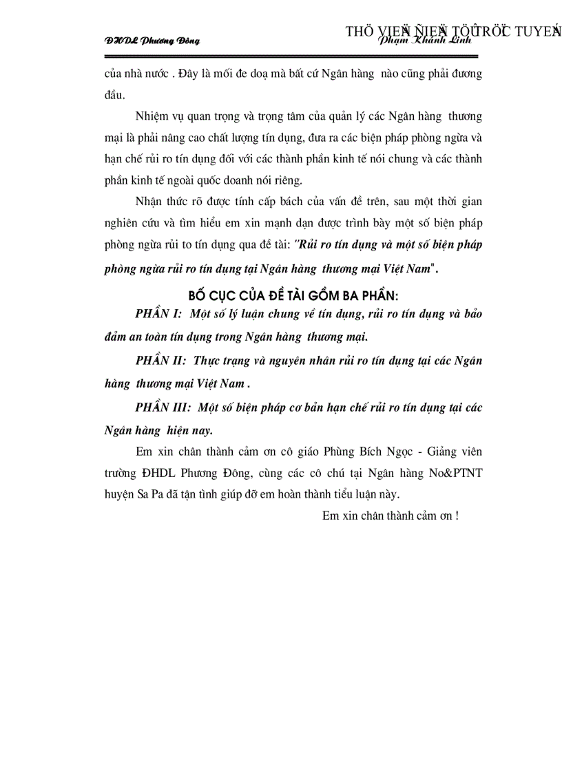image for page Rủi ro tín dụng và một số biện pháp phòng ngừa rủi ro tín dụng tại Ngân hàng thương mại Việt Nam
