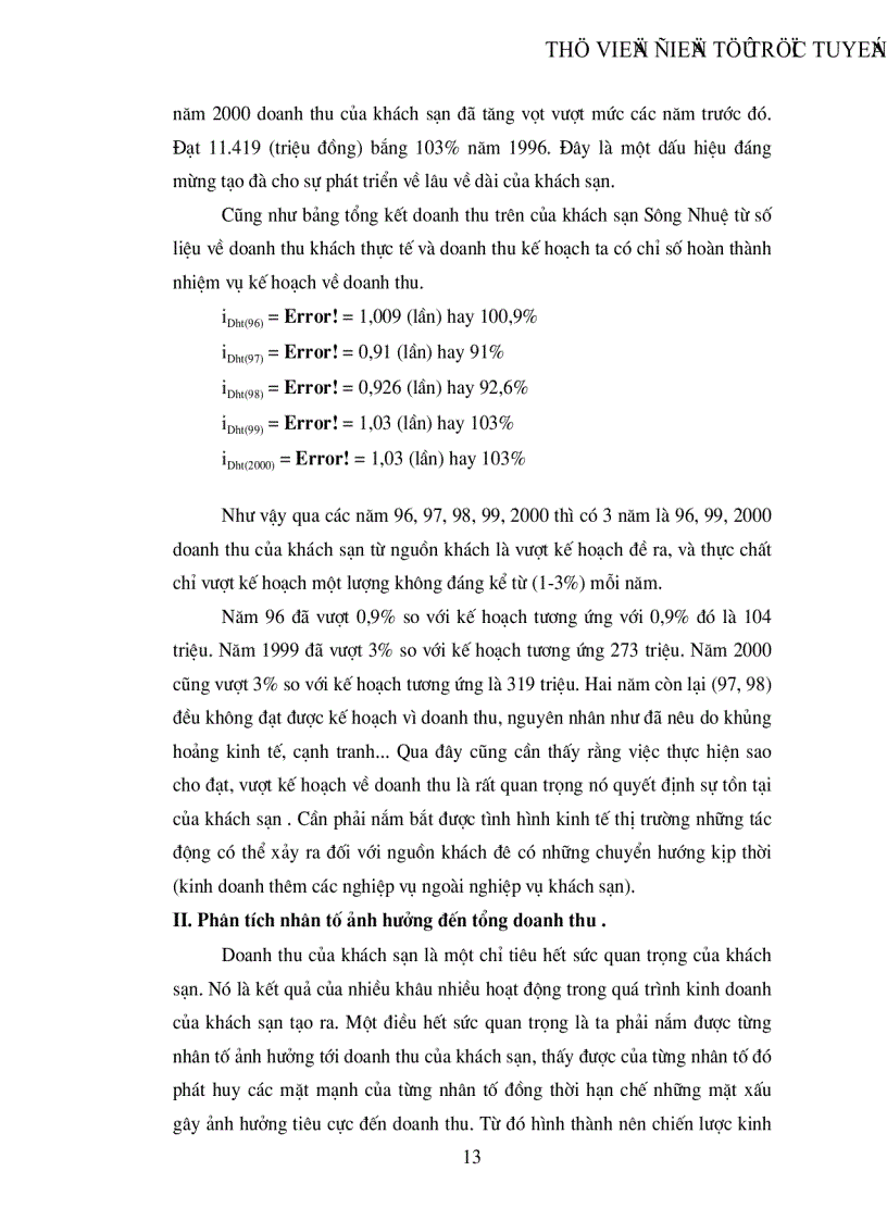 image for page Phương pháp chỉ số thống kê và vận dụng phân tích biến động tổng doanh thu của khách sạn Sông Nhuệ thời kỳ 1996 2000