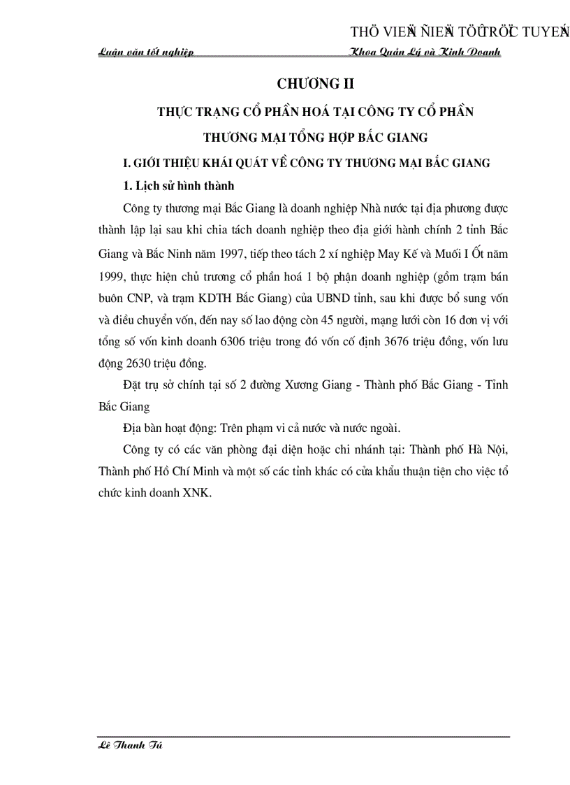 image for page Thực trạng và kiến nghị giải pháp nâng cao hiệu quả cổ phần hoá tại Công ty cổ phần thương mại tổng hợp Bắc Giang