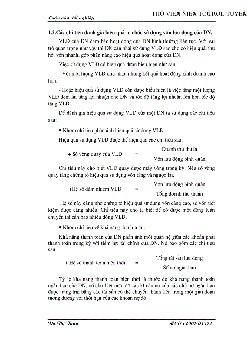 image for page Vốn lưu động và một số biện pháp nhằm nâng cao hiệu quả sử dụng vốn lưu động tại Công ty thương mại và Đầu tư phát triển miền núi Thanh Hoá