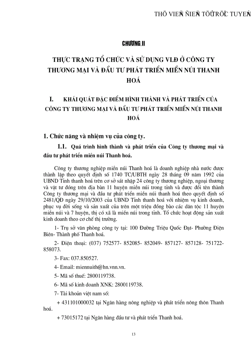image for page Vốn lưu động và một số biện pháp nhằm nâng cao hiệu quả sử dụng vốn lưu động tại Công ty thương mại và đầu tư phát triển miền núi Thanh hoá