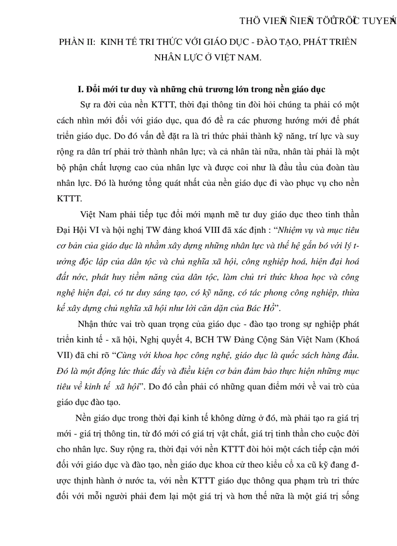 image for page Kinh tế tri thức và Giáo dục đào tạo phát triển nhân lực ở Việt Nam