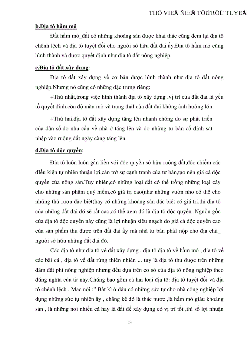 image for page Lý luận về địa tô của Các Mác và sự vận dụng vào chính sách đất đai ở Việt Nam hiện nay