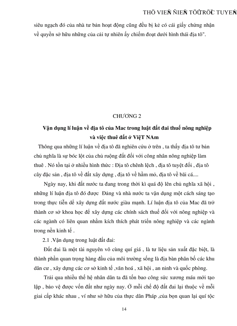 image for page Lý luận về địa tô của Các Mác và sự vận dụng vào chính sách đất đai ở Việt Nam hiện nay