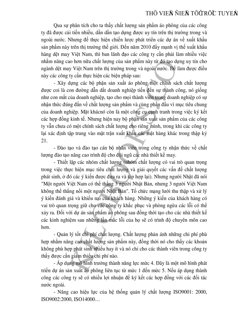 image for page Thực trạng và một số giải pháp chủ yếu nhằm nâng cao chất lượng sản phẩm mặt hàng áo phông tại Tổng công ty may Việt Nam để đẩy mạnh xuất khẩu vào thị trường Mỹ