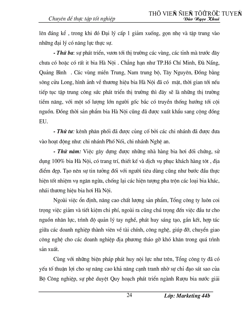 image for page Hoàn thiện chiến lược quảng cáo của Tổng công ty Bia Rượu Nước giải Khát Hà Nội