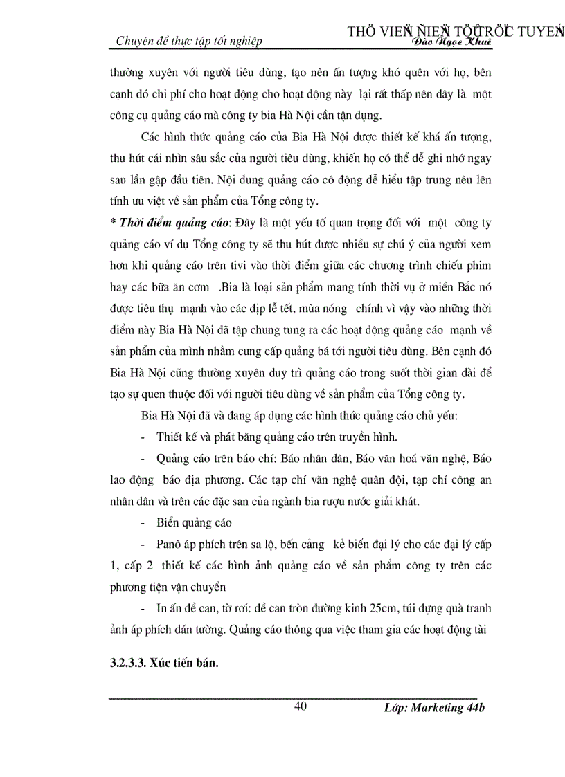 image for page Hoàn thiện chiến lược quảng cáo của Tổng công ty Bia Rượu Nước giải Khát Hà Nội