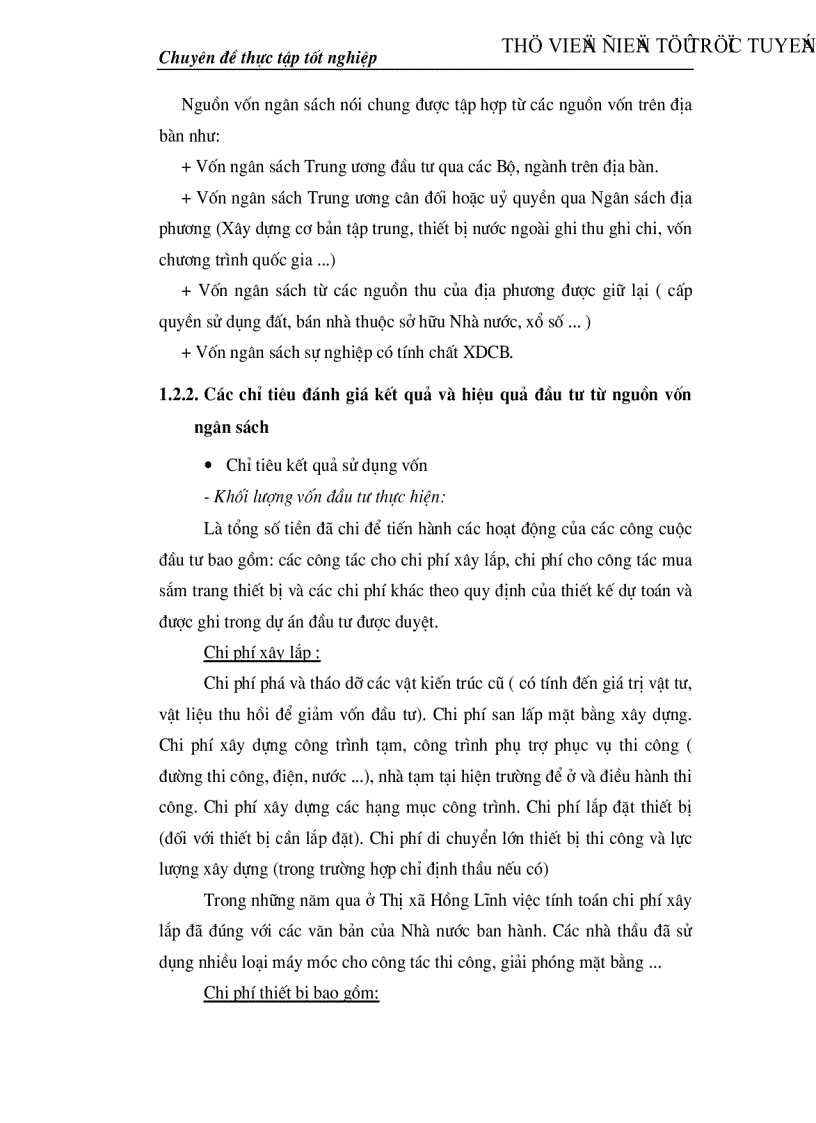 image for page Thực trạng và giải pháp sử dụng hiệu quả vốn đầu tư từ ngân sách cho đầu tư phát triển trên địa bàn thị xã Hồng Lĩnh tỉnh Hà Tĩnh giai đoạn 2000 2010