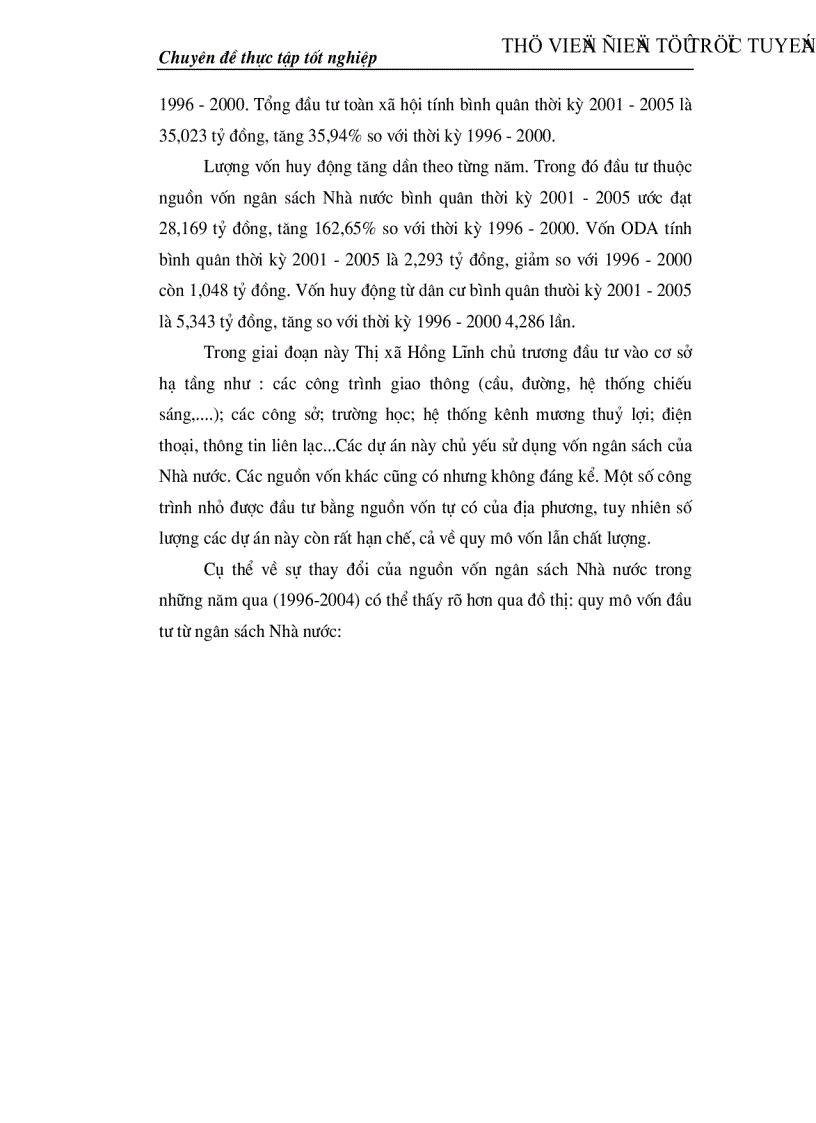 image for page Thực trạng và giải pháp sử dụng hiệu quả vốn đầu tư từ ngân sách cho đầu tư phát triển trên địa bàn thị xã Hồng Lĩnh tỉnh Hà Tĩnh giai đoạn 2000 2010