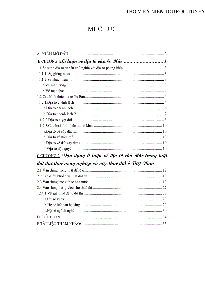 image for page Lý luận về địa tô của CácMac và sự vận dụng vào chính sách đất đai ở Việt Nam hiện nay