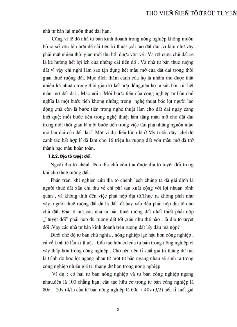 image for page Lý luận về địa tô của CácMac và sự vận dụng vào chính sách đất đai ở Việt Nam hiện nay