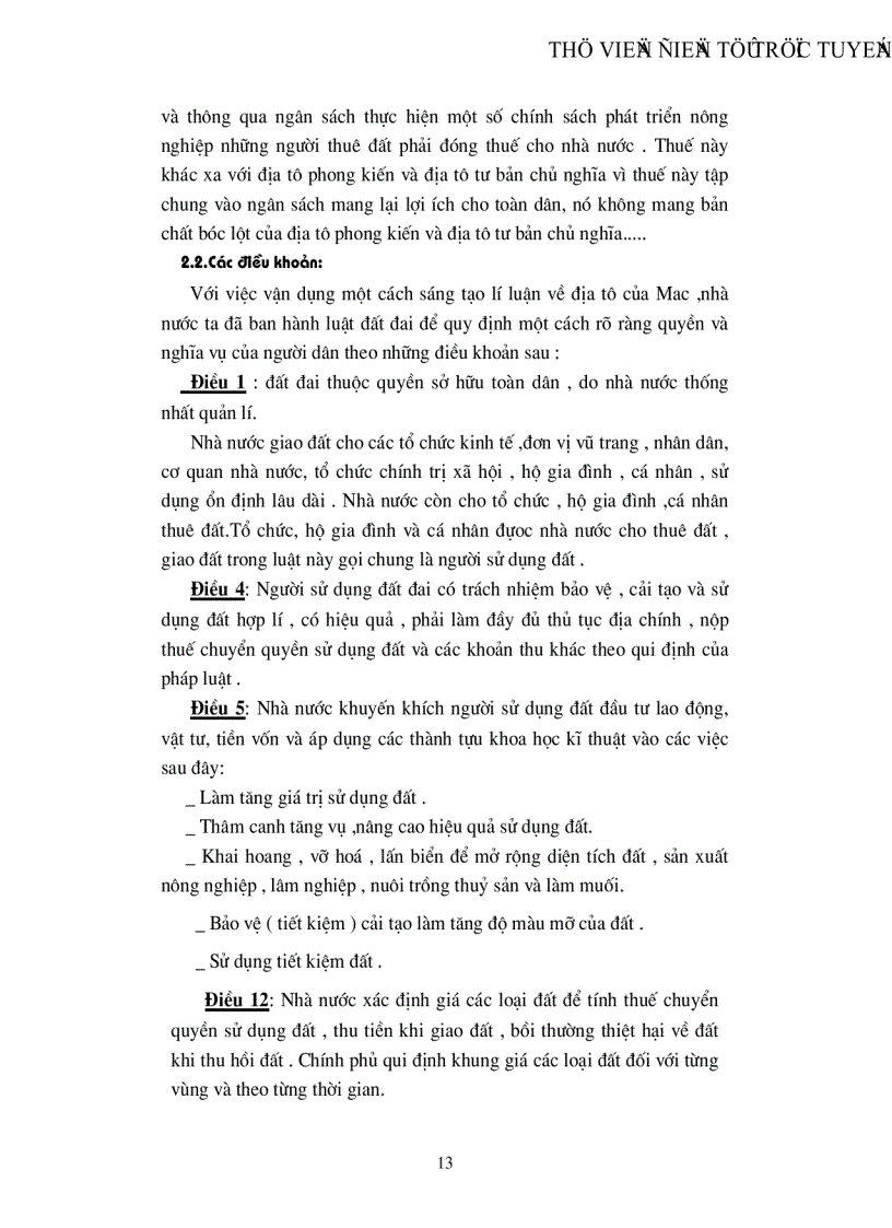 image for page Lý luận về địa tô của CácMac và sự vận dụng vào chính sách đất đai ở Việt Nam hiện nay