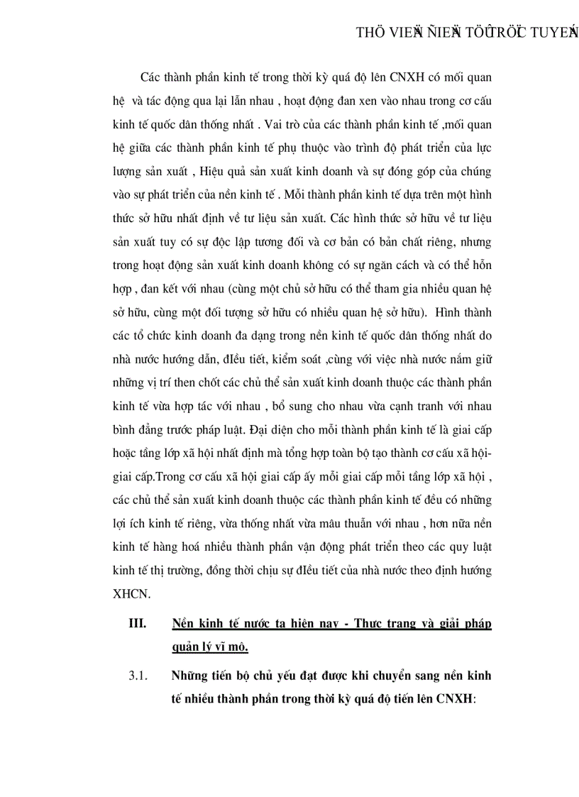 image for page Phân tích cơ cấu kinh tế nhiều thành phần ở nước ta mà đại hội Đảng IX đã nêu và ích lợi của việc sử dụng nó vào việc phát triển KT XH ở trong thời kỳ quá độ lên CNXH ở