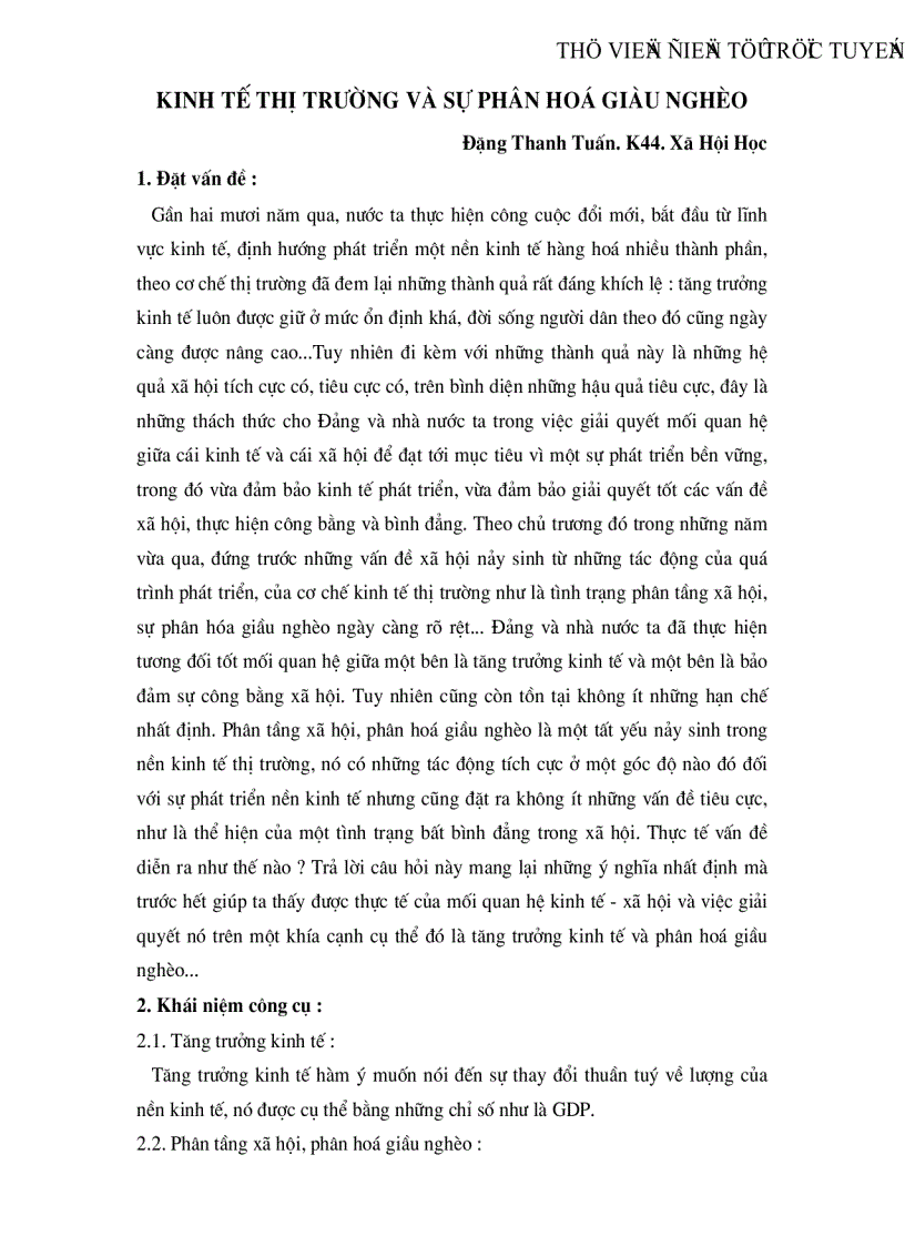 image for page Kinh tế thị trường và sự phân hoá giàu nghèo