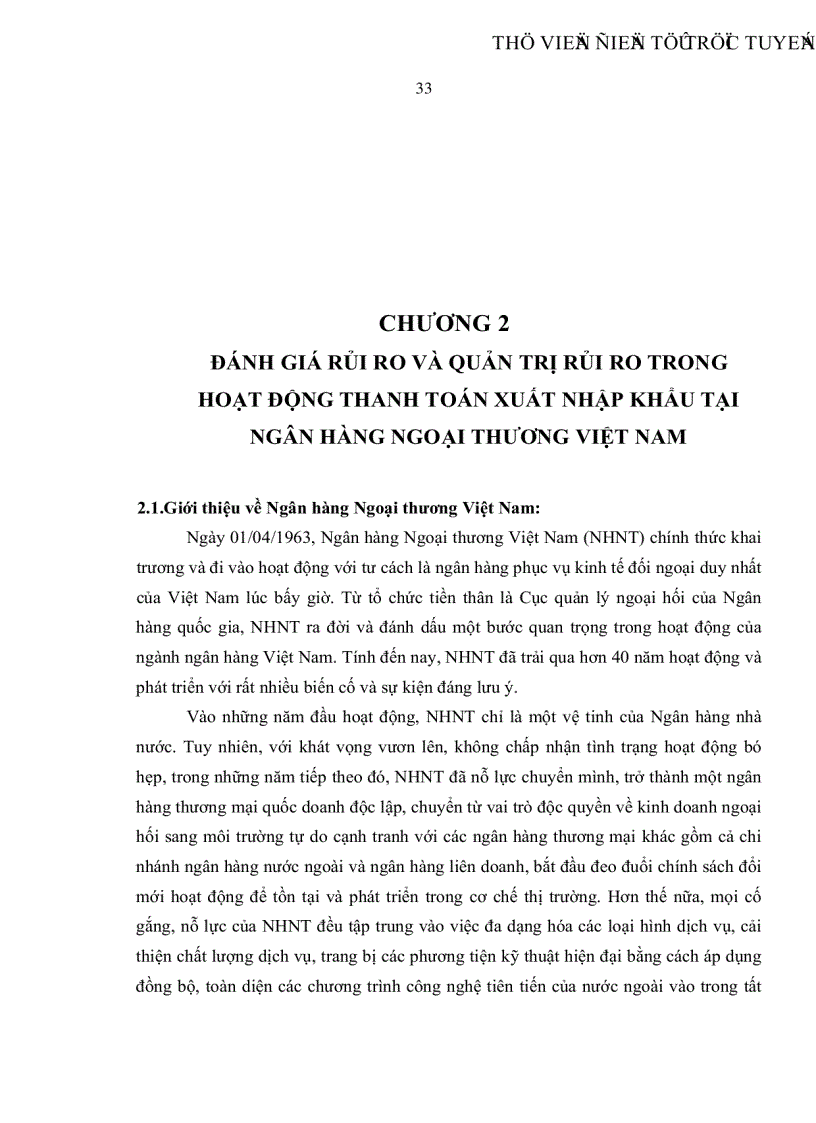 image for page Đánh giá và giải pháp phòng ngừa rủi ro hạn chế thiệt hại trong hoạt động thanh toán xuất nhập khẩu tại Ngân hàng Ngoại thương Việt Nam