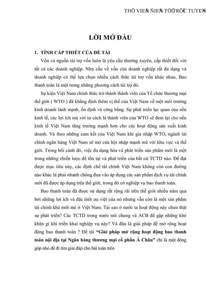 image for page Giải pháp mở rộng hoạt động bao thanh toán nội địa tại Ngân hàng thương mại cổ phần Á Châu