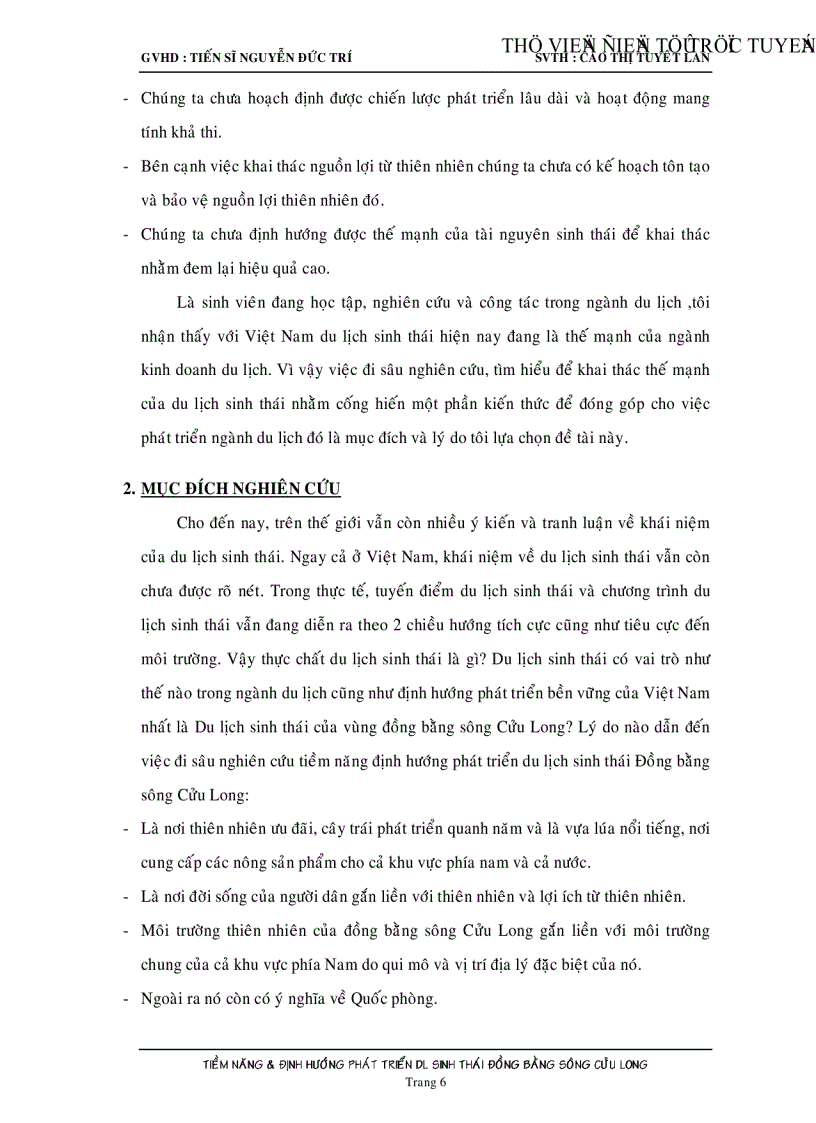 image for page Tiềm năng và định hướng phát triển du lịch sinh thái đồng bằng sông Cửu Long