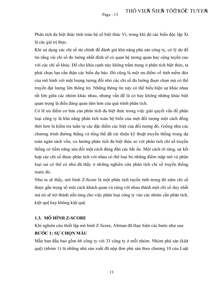 image for page Khánh kiệt tài chính và ứng dụng mô hình Z Score trong dự báo khánh kiệt tài chính