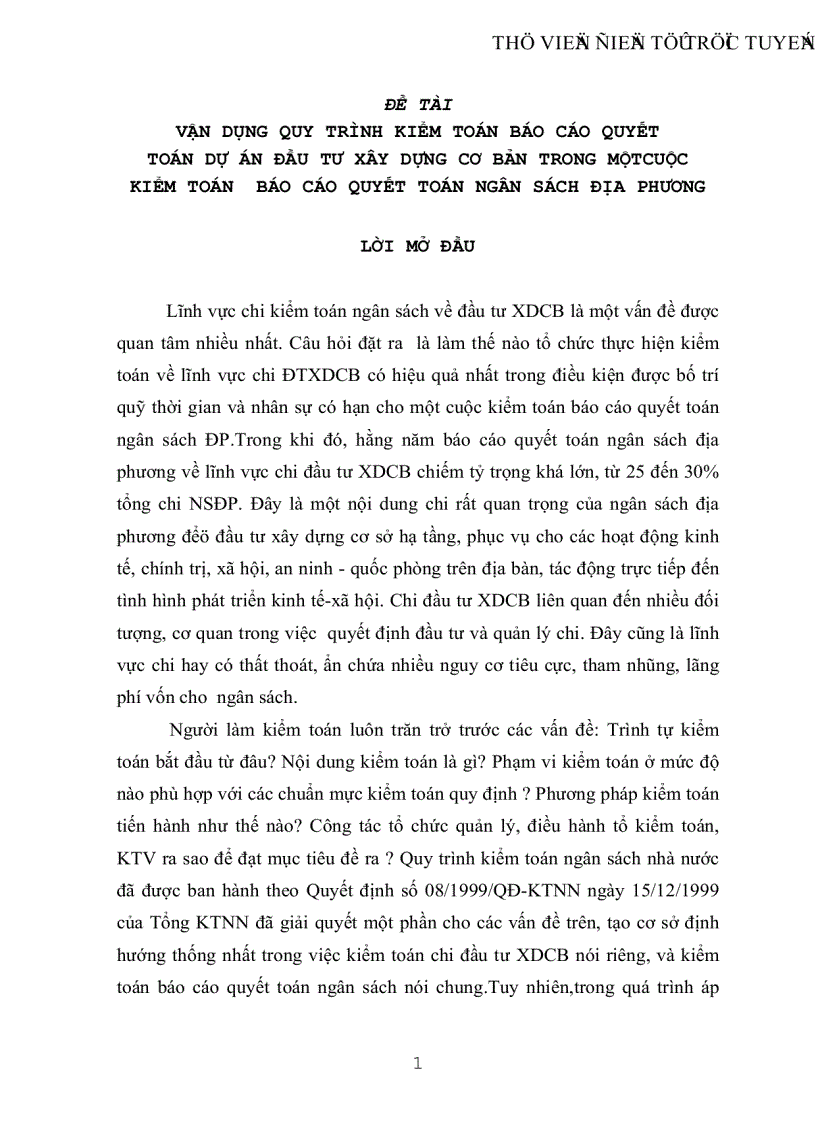 image for page Vận dụng quy trình kiểm toán báo cáo quyết toán dự án đầu tư xây dựng cơ bản trong một cuộc kểm toán báo cáo quyết toán ngân sách địa phương