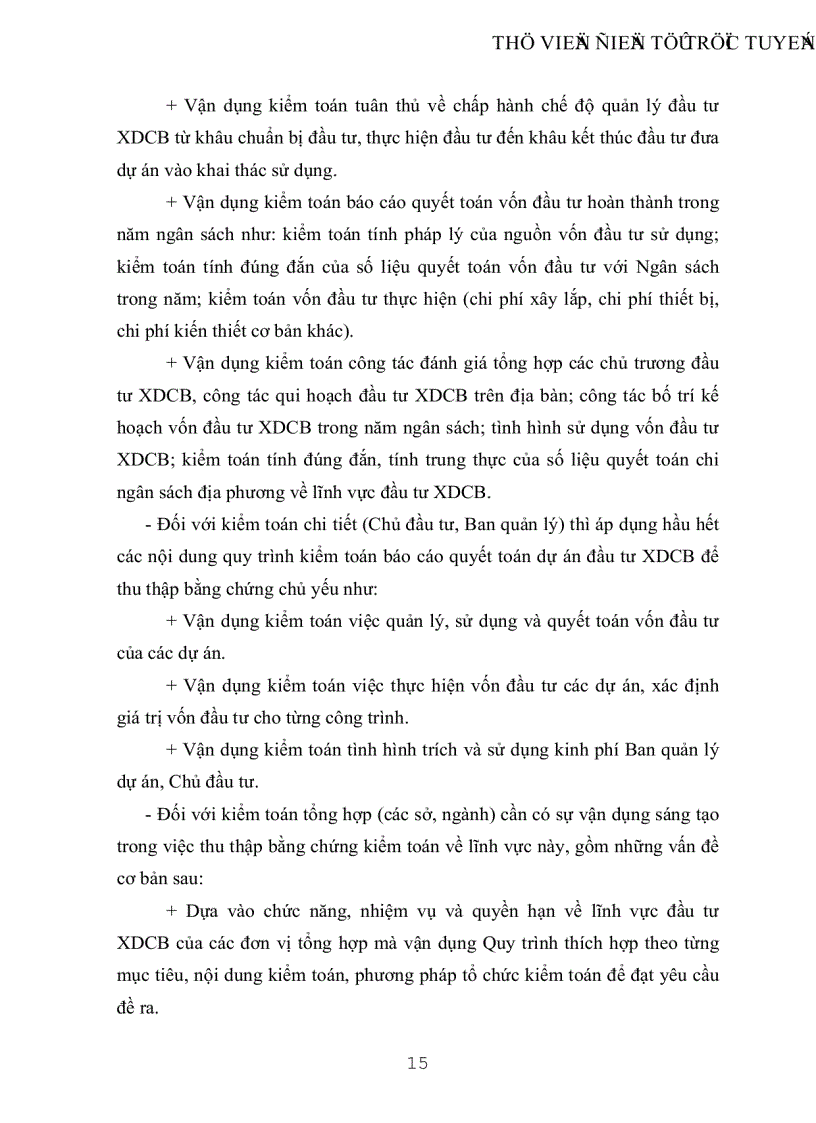 image for page Vận dụng quy trình kiểm toán báo cáo quyết toán dự án đầu tư xây dựng cơ bản trong một cuộc kểm toán báo cáo quyết toán ngân sách địa phương