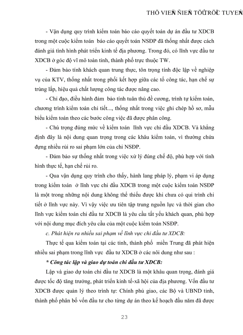 image for page Vận dụng quy trình kiểm toán báo cáo quyết toán dự án đầu tư xây dựng cơ bản trong một cuộc kểm toán báo cáo quyết toán ngân sách địa phương