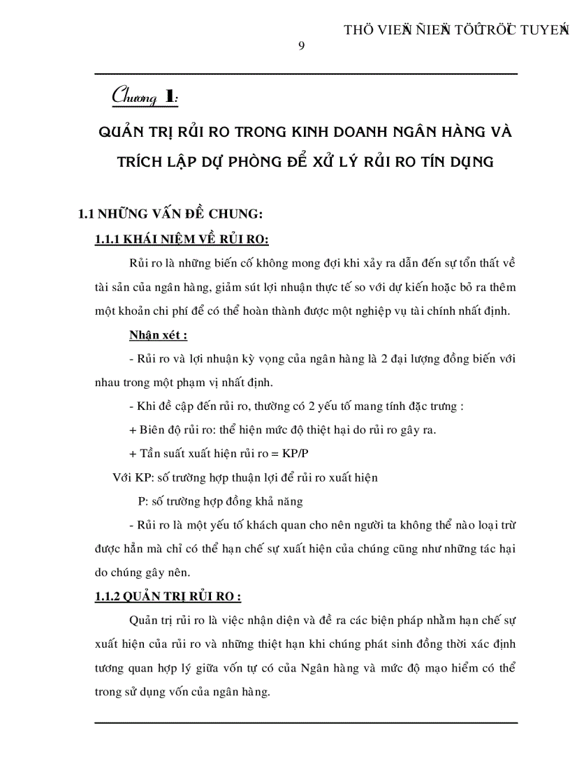 image for page Trích lập và sử dụng dự phòng để xử lý rủi ro tín dụng trong hoạt động kinh doanh của ngân hàng TMCP Đệ Nhất