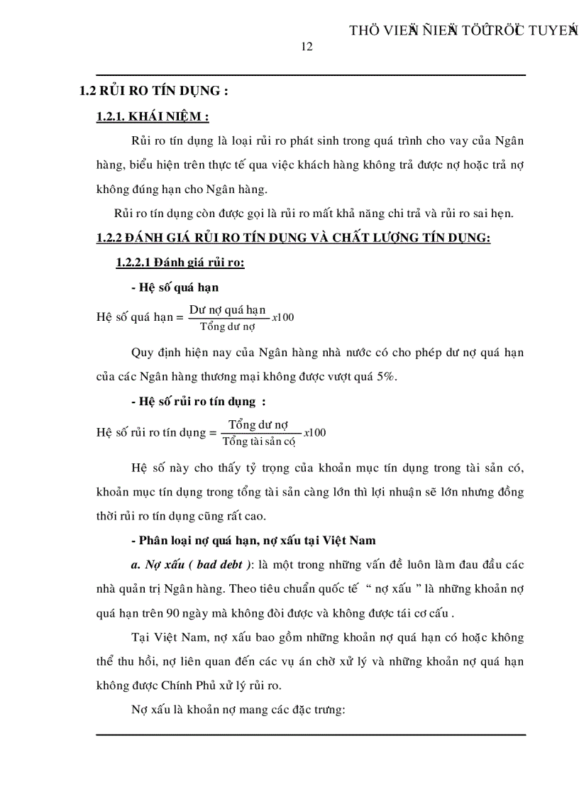 image for page Trích lập và sử dụng dự phòng để xử lý rủi ro tín dụng trong hoạt động kinh doanh của ngân hàng TMCP Đệ Nhất