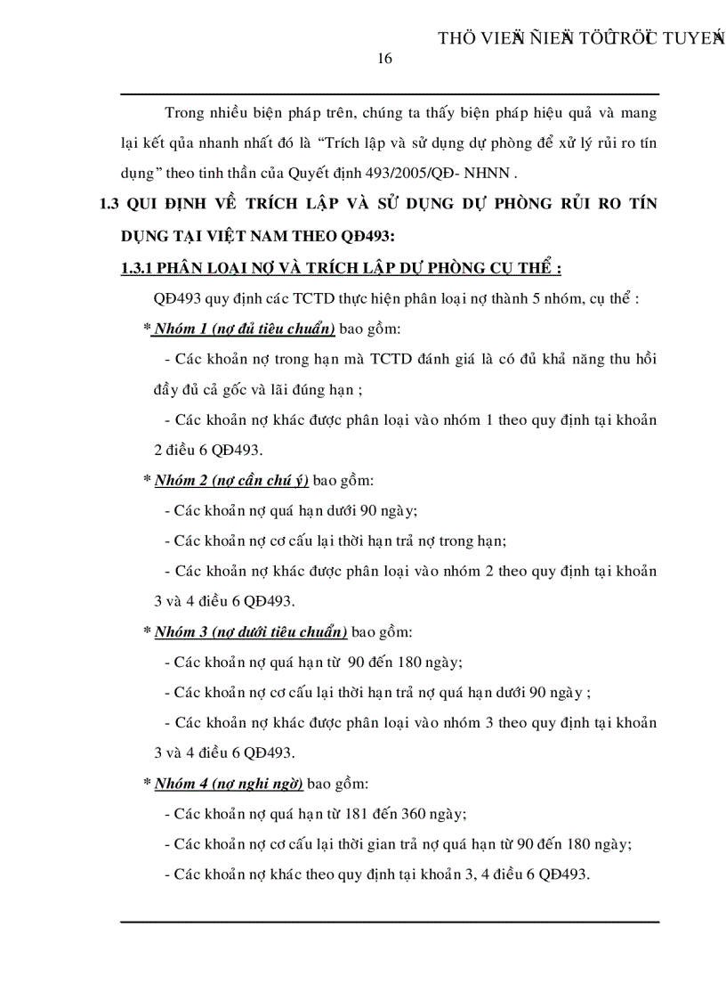 image for page Trích lập và sử dụng dự phòng để xử lý rủi ro tín dụng trong hoạt động kinh doanh của ngân hàng TMCP Đệ Nhất