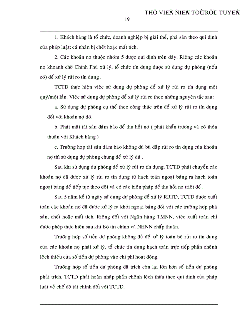 image for page Trích lập và sử dụng dự phòng để xử lý rủi ro tín dụng trong hoạt động kinh doanh của ngân hàng TMCP Đệ Nhất