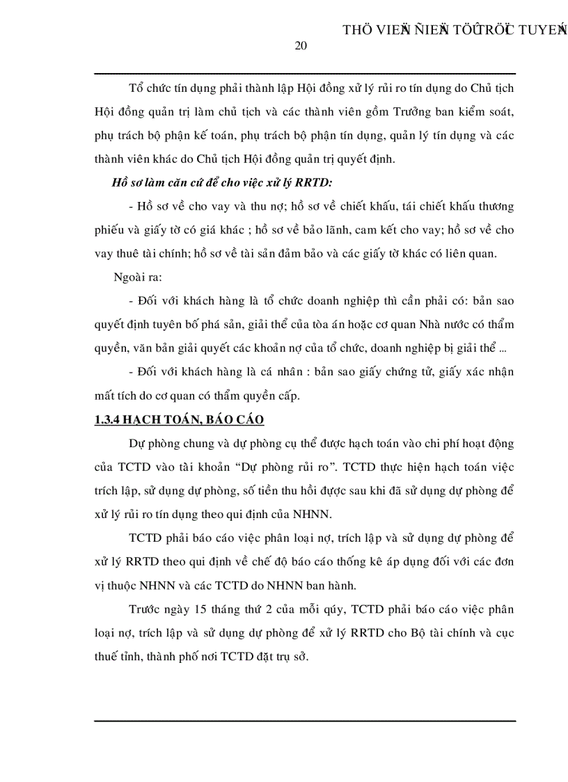 image for page Trích lập và sử dụng dự phòng để xử lý rủi ro tín dụng trong hoạt động kinh doanh của ngân hàng TMCP Đệ Nhất