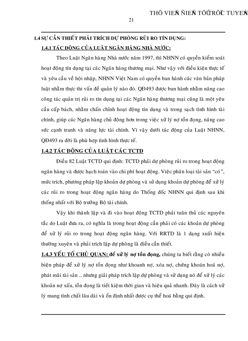 image for page Trích lập và sử dụng dự phòng để xử lý rủi ro tín dụng trong hoạt động kinh doanh của ngân hàng TMCP Đệ Nhất