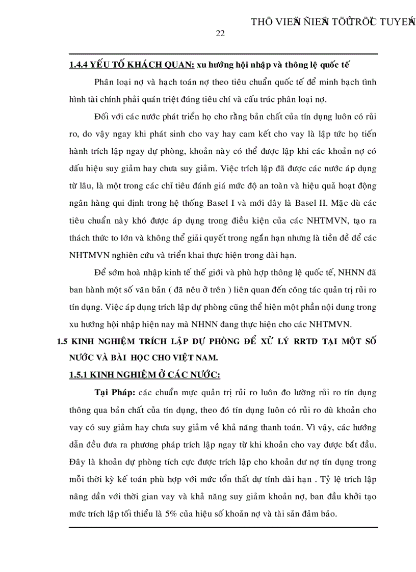 image for page Trích lập và sử dụng dự phòng để xử lý rủi ro tín dụng trong hoạt động kinh doanh của ngân hàng TMCP Đệ Nhất