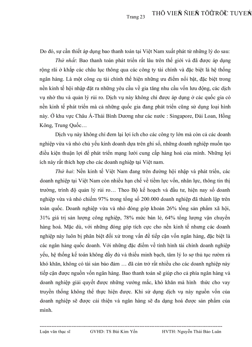 image for page Tình hình thực hiện bao thanh toán tại Việt Nam và một số giải pháp để đưa sản phẩm bao thanh toán vào ứng dụng taị Ngân hàng Đầu tư và phát triển Việt Nam